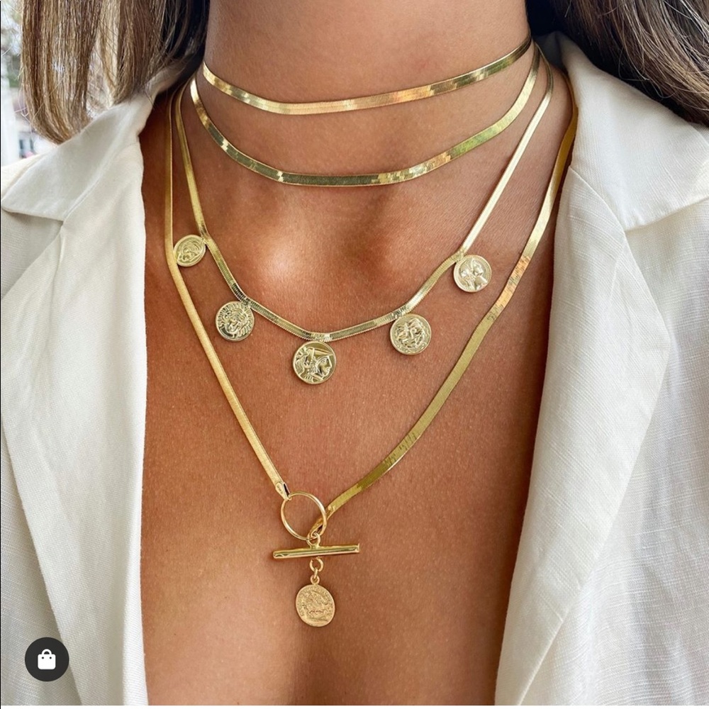 Gold Herringbone Choker from Adinas Jewels